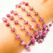 Pink Tourmaline Oxidized Wire Chain.